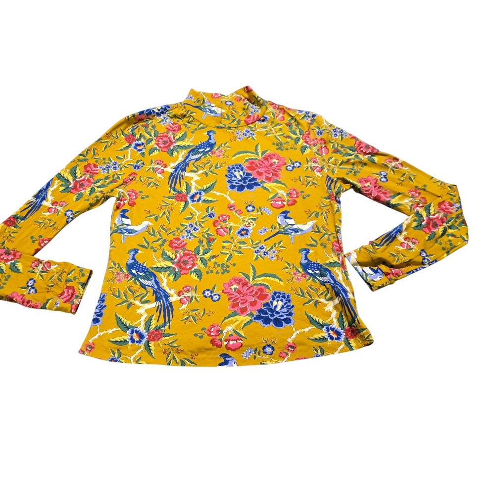 Maeve Minuit Top from Anthropologie Women Size Large Bird Floral Long Sleeve
